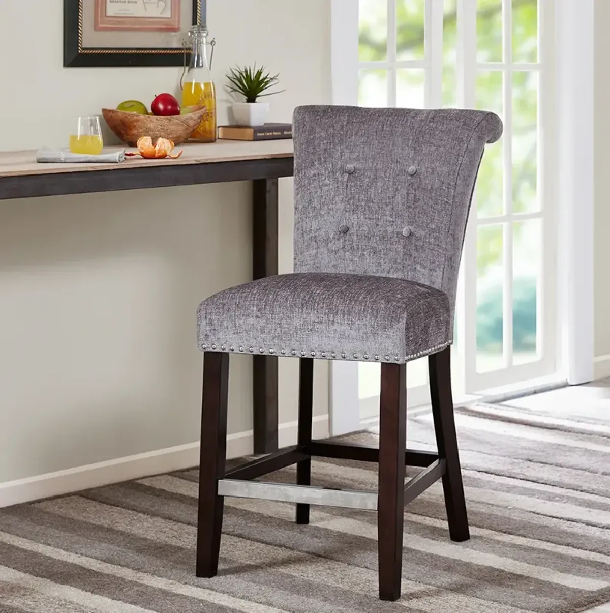 Madison Park Colfax Grey Counter Stool