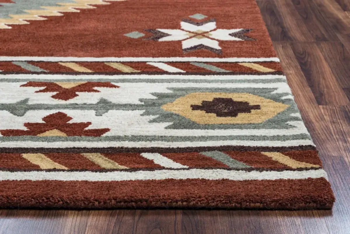 Southwest Navajo Red Southwest/Tribal Wool 2'6" x 8' Runner Rug