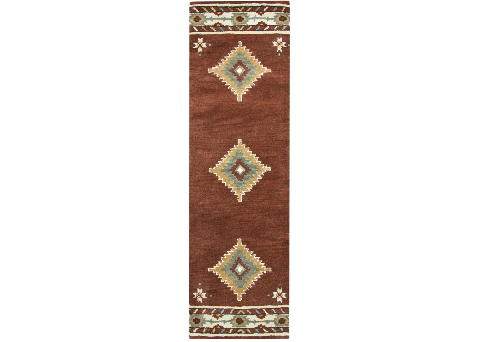 Southwest Navajo Red Southwest/Tribal Wool 2'6" x 8' Runner Rug