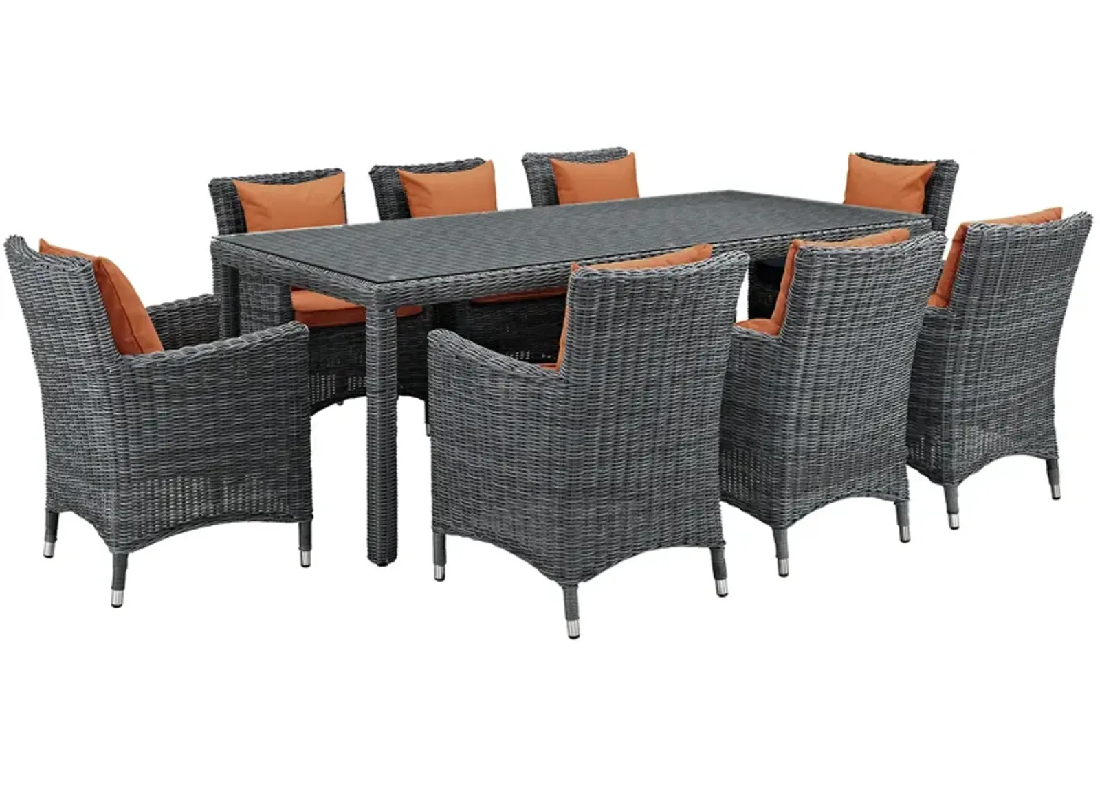 Summon 9 Piece Outdoor Patio Sunbrella® Dining Set