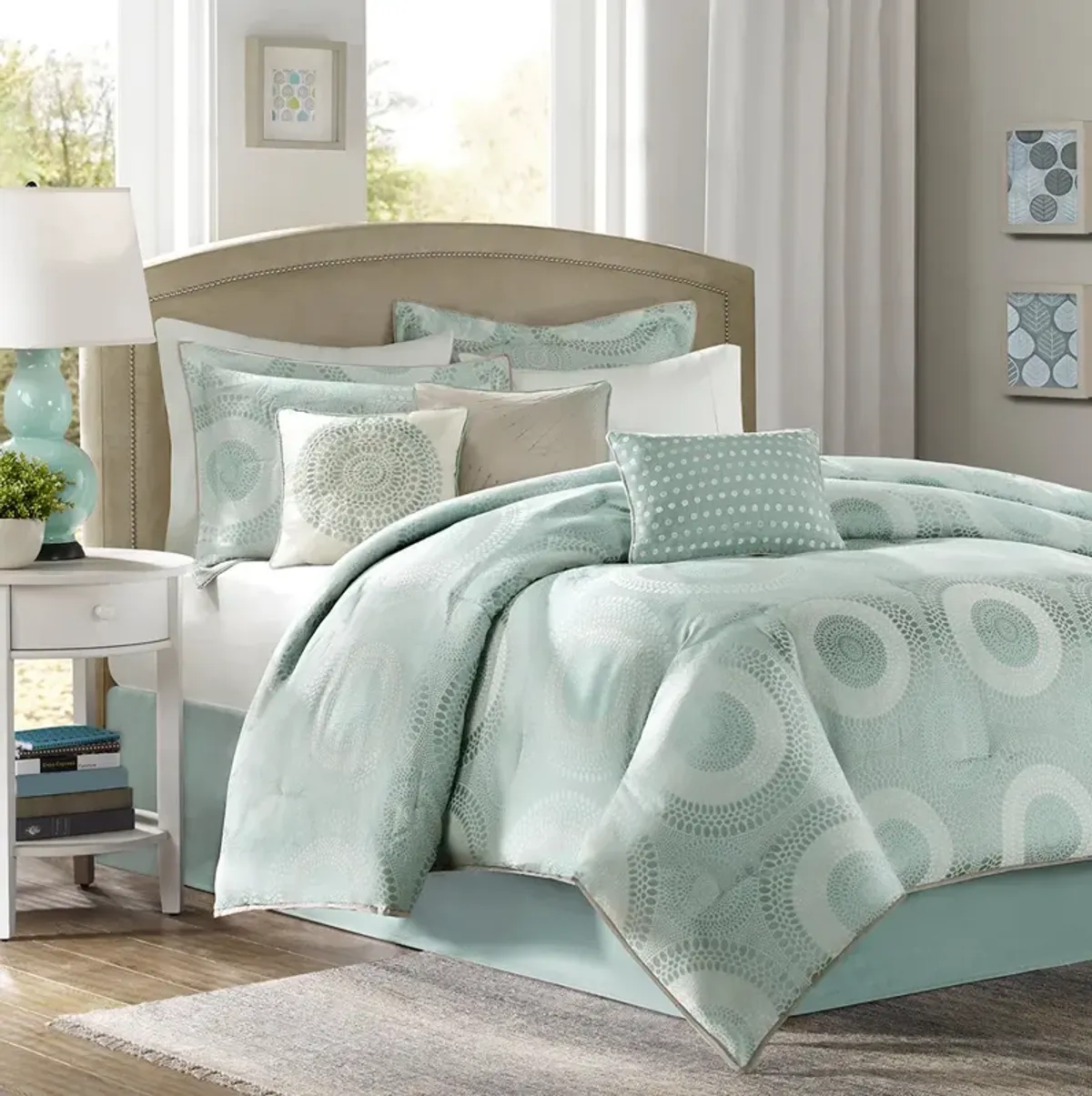 Madison Park Baxter Seafoam/Sage 7 Piece Comforter Set