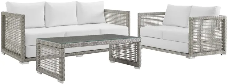 Aura 3 Piece Outdoor Patio Wicker Rattan Set