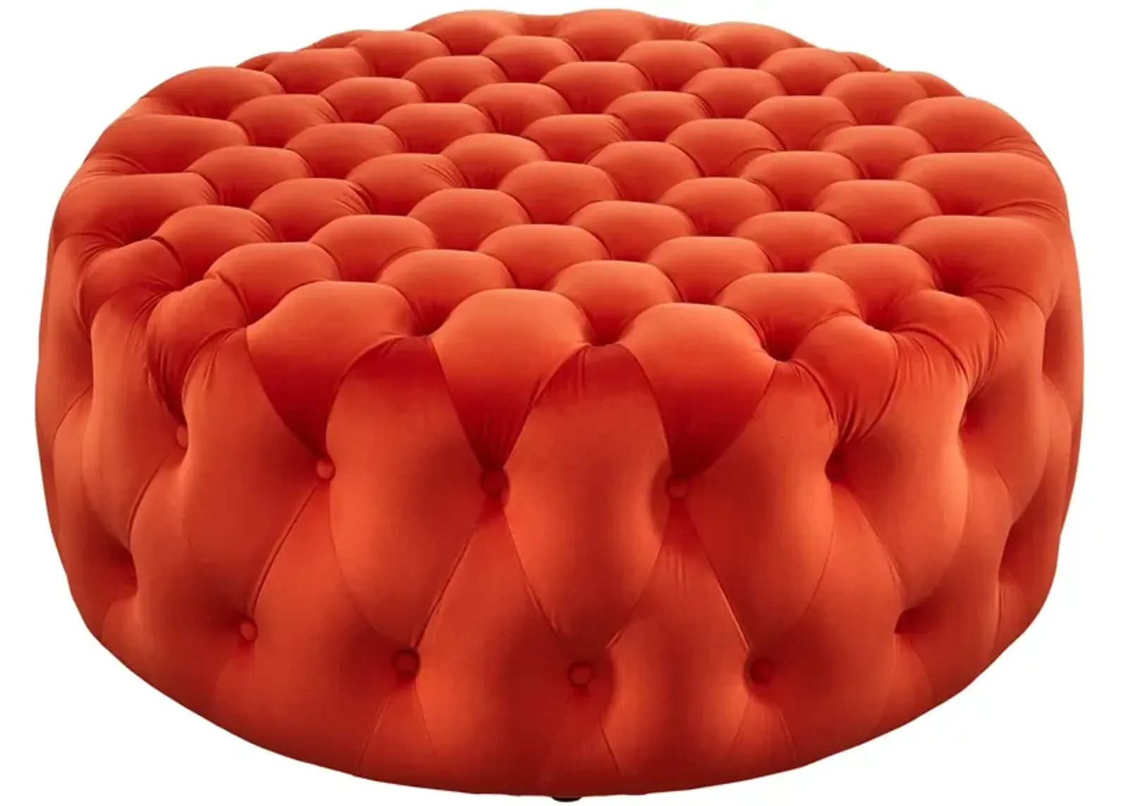 Amour Tufted Button Large Round Performance Velvet Ottoman