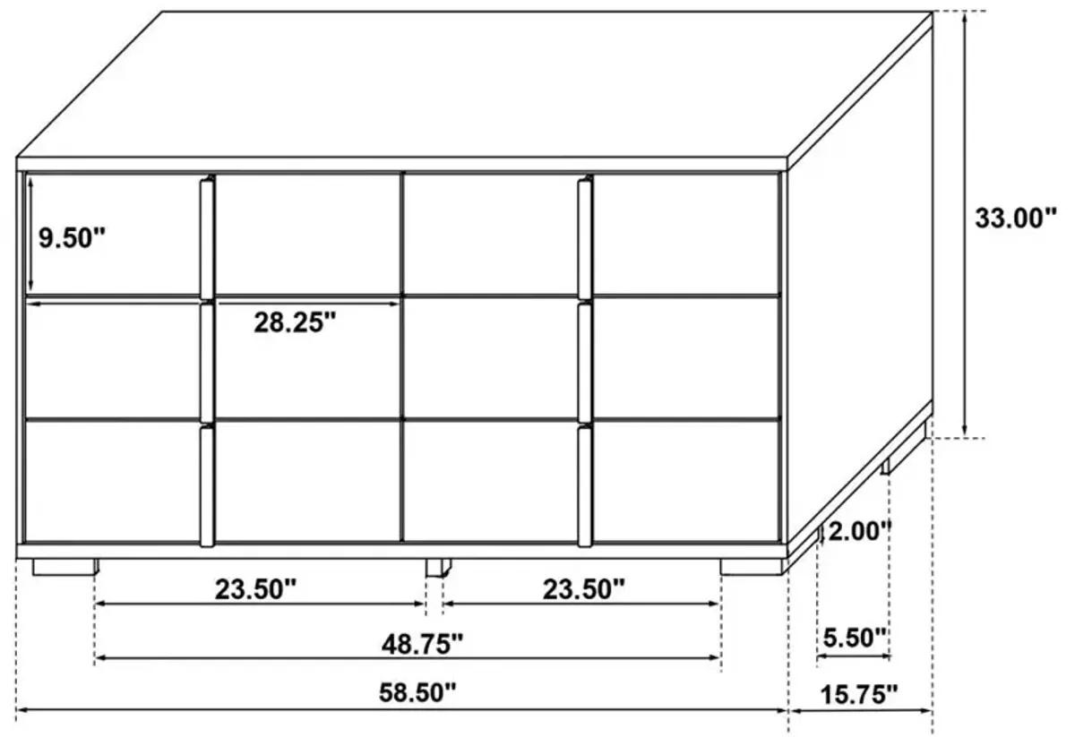 Marceline 6-drawer Dresser White