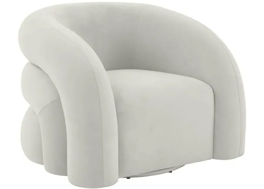 Slipper Light Grey Velvet Swivel Chair