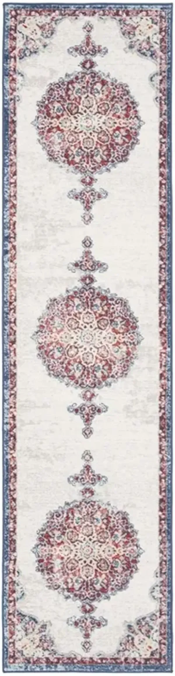 Brentwood 867 Ivory / Red 2' X 10' Runner Powerloomed Rug