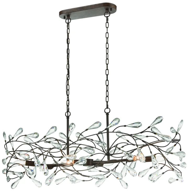 Crislett 43" Wide 6-Light Linear Chandelier - Sunglow Bronze