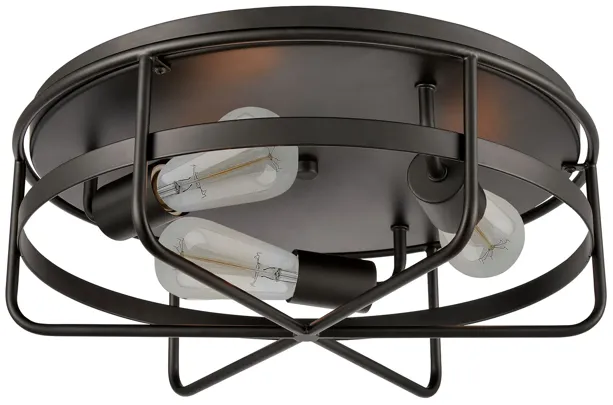 Wickshire 16" Wide 3-Light Flush Mount - Matte Black