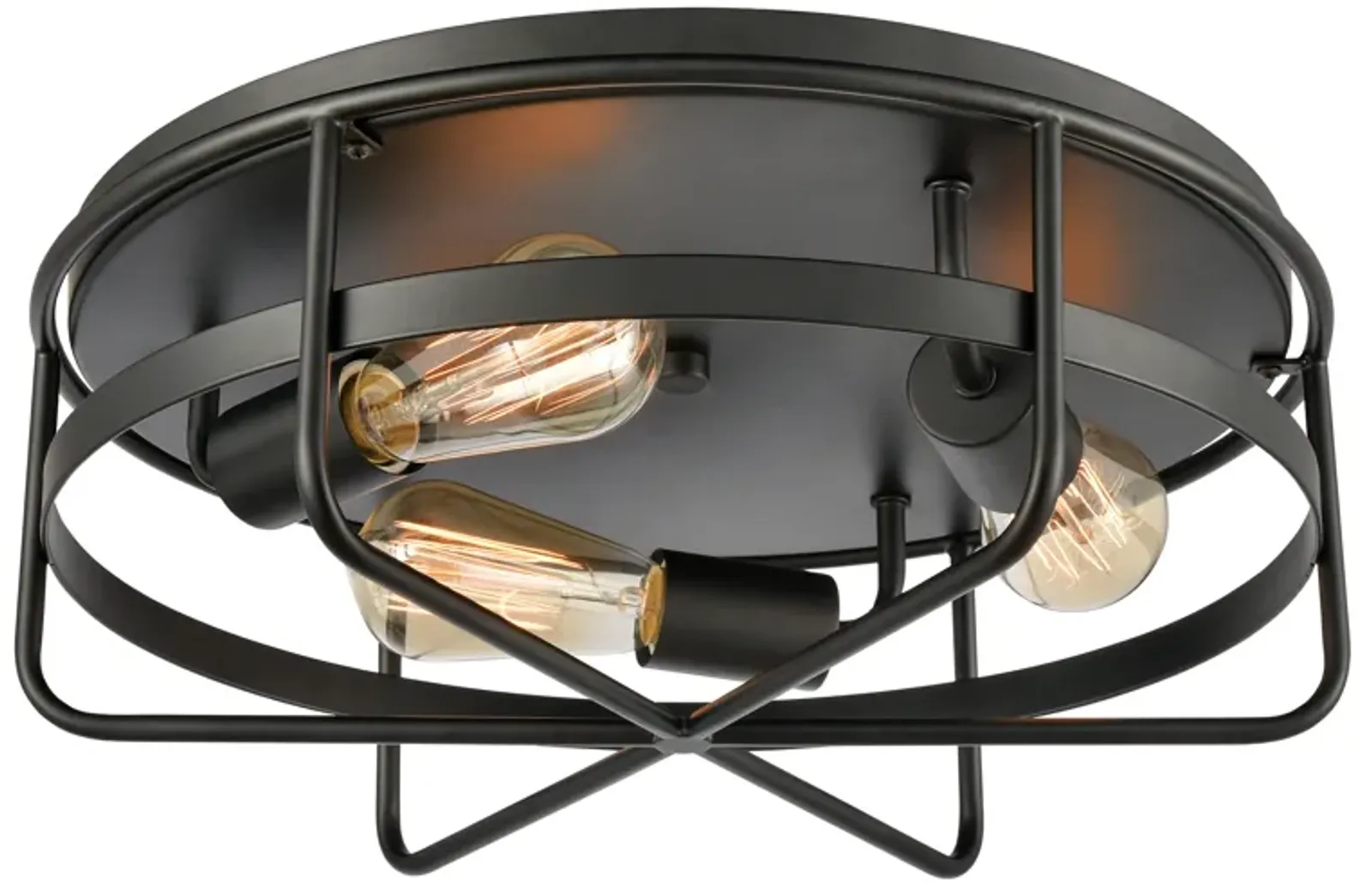 Wickshire 16" Wide 3-Light Flush Mount - Matte Black