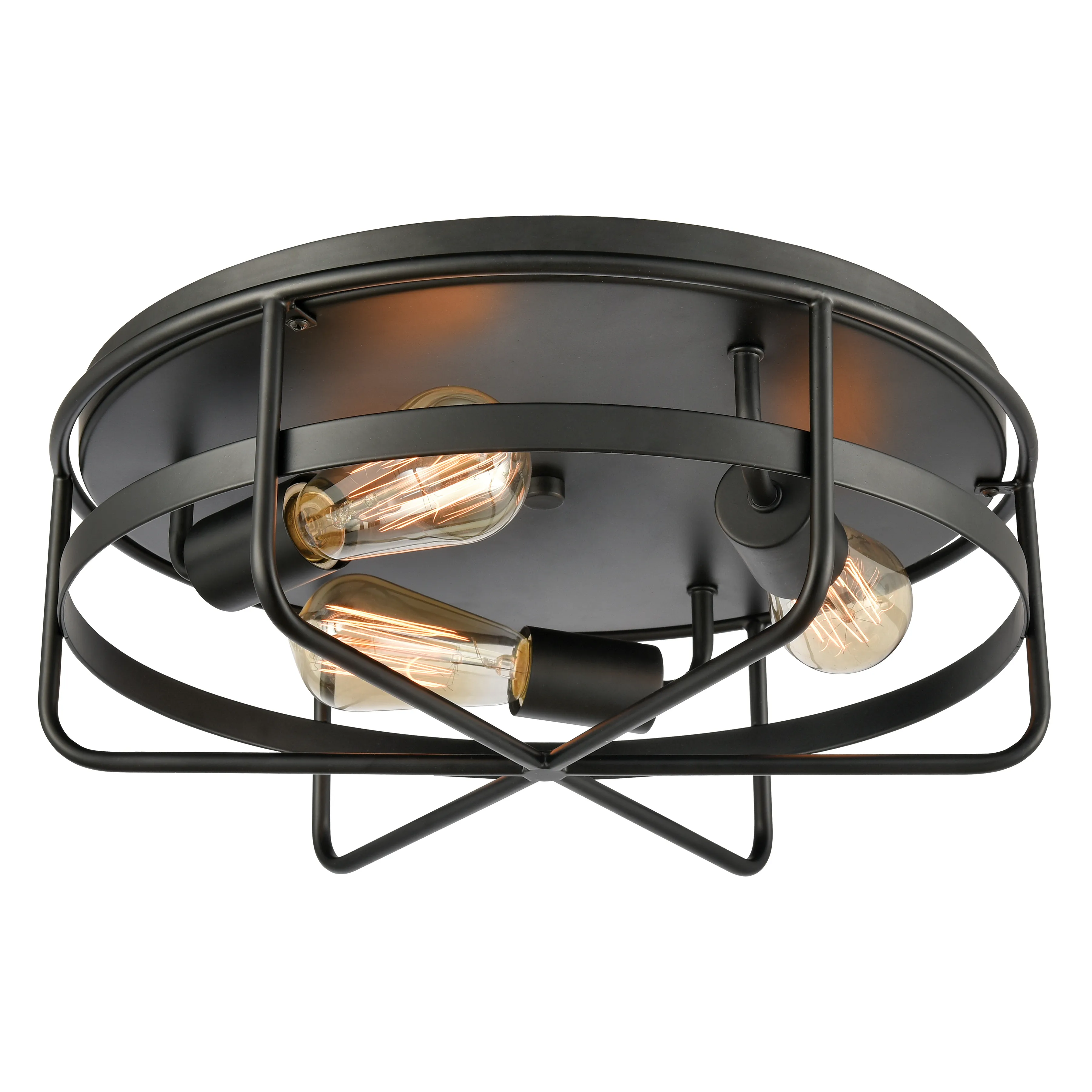 Wickshire 16" Wide 3-Light Flush Mount - Matte Black