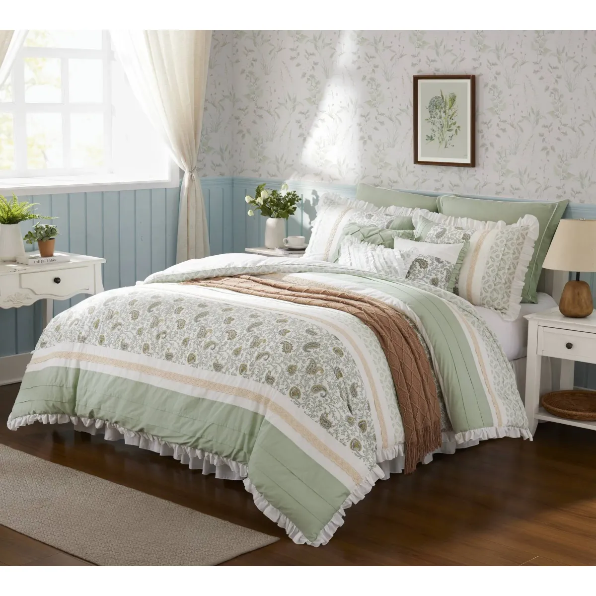 9 Piece Cotton Percale Comforter Set