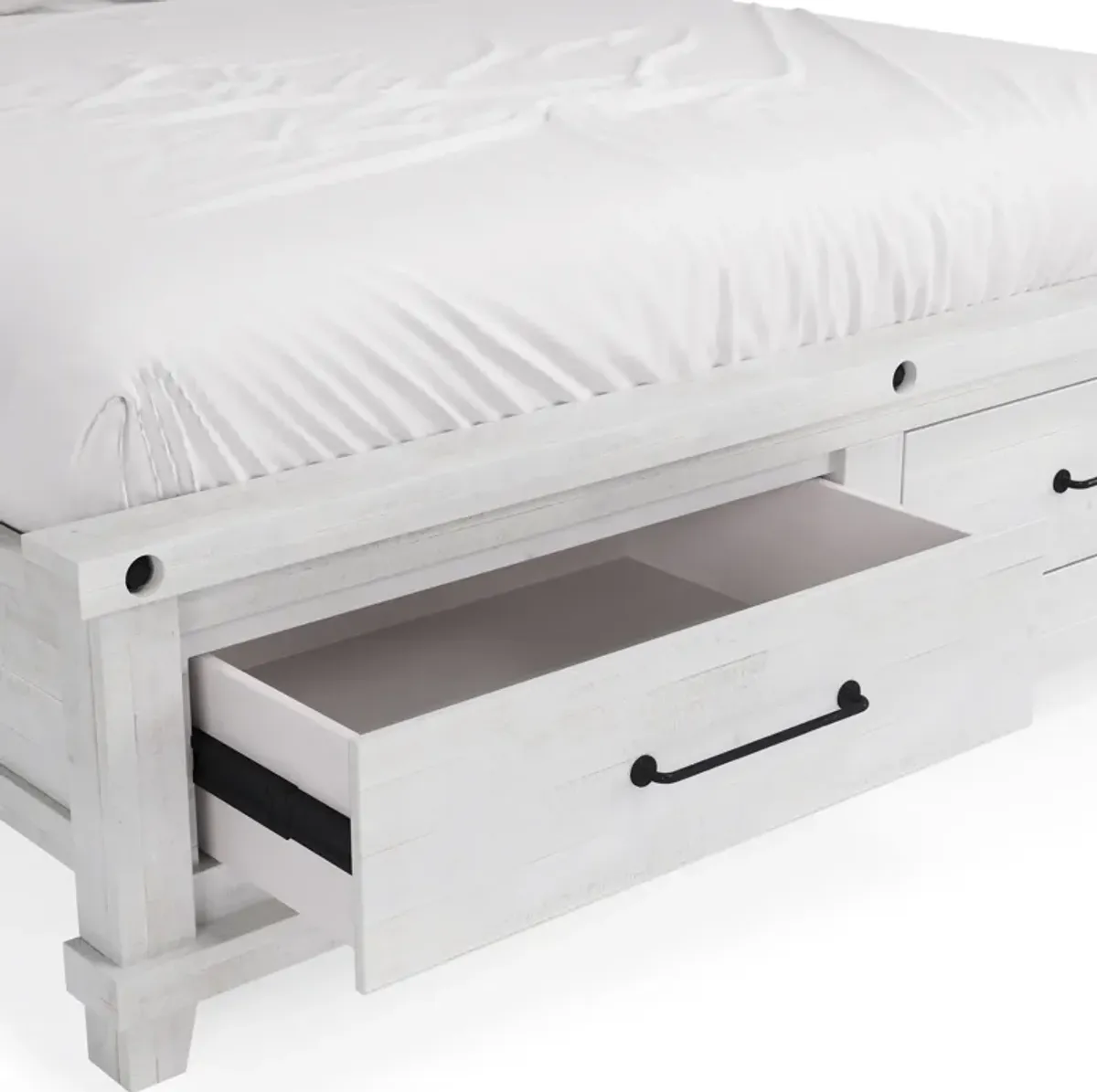 Yosemite King-size Solid Wood Footboard Storage Bed in Rustic White