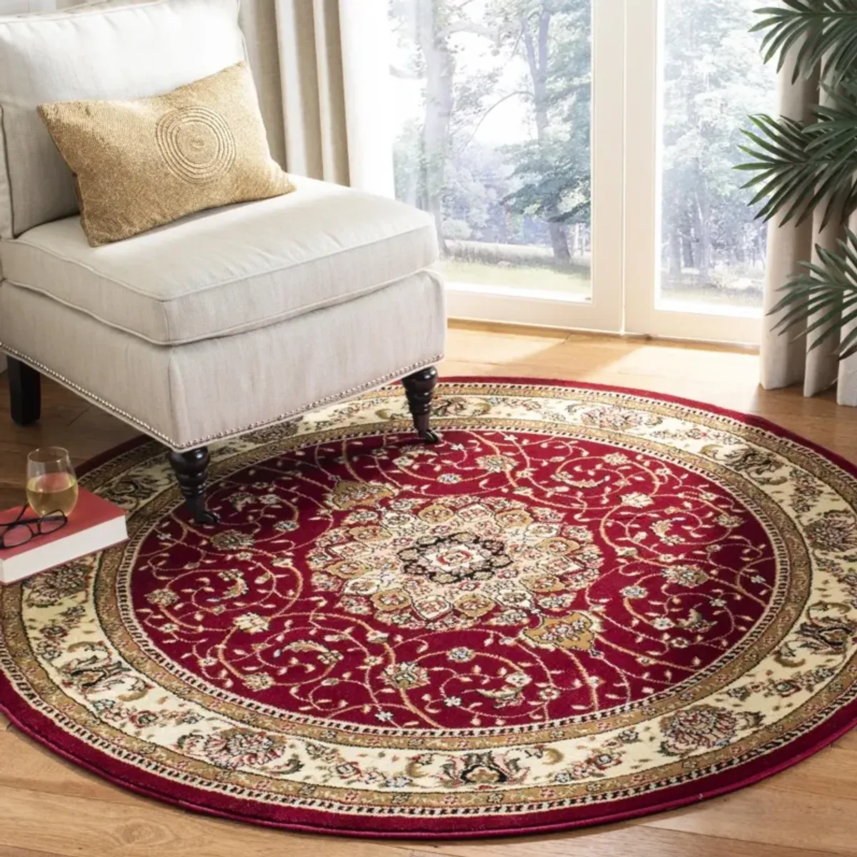 LNH329 RED  6' x 6' Round Round Rug