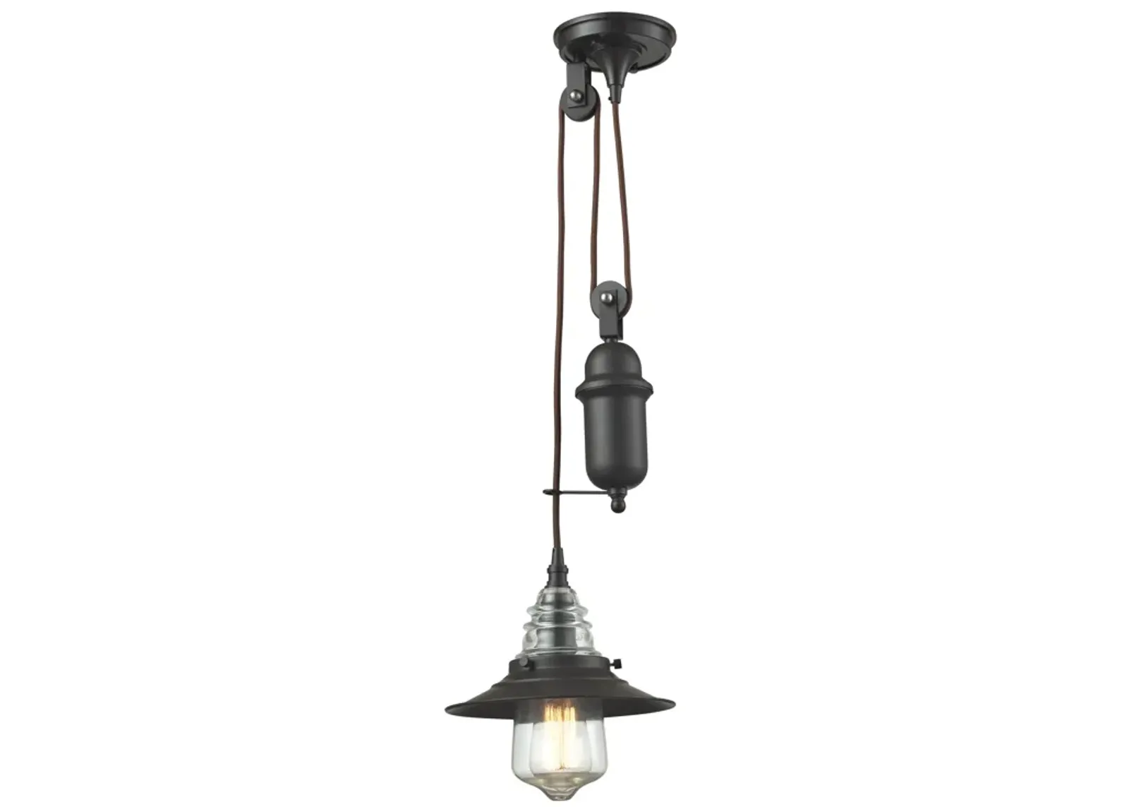 Insulator Glass 9'' Wide 1-Light Mini Pendant - Oil Rubbed Bronze