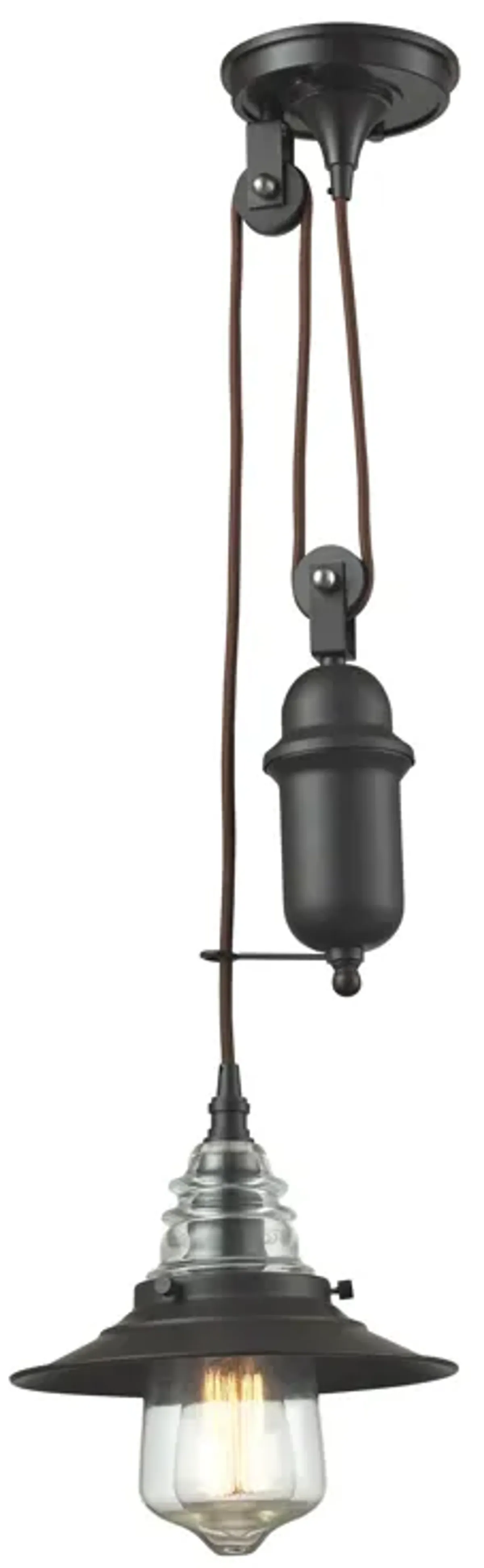 Insulator Glass 9'' Wide 1-Light Mini Pendant - Oil Rubbed Bronze