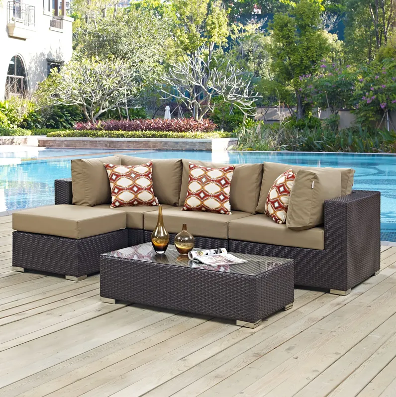 Convene 5 Piece Outdoor Patio Sectional Set