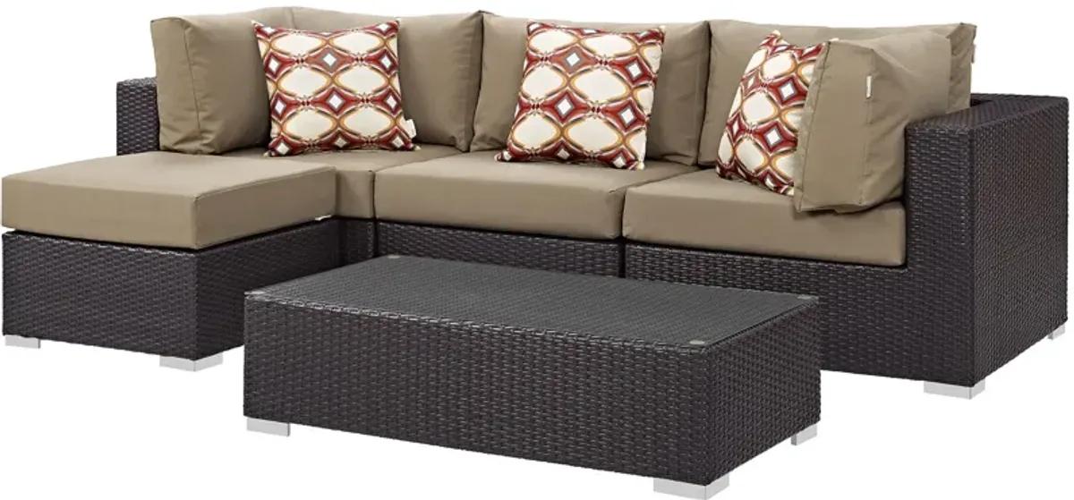 Convene 5 Piece Outdoor Patio Sectional Set