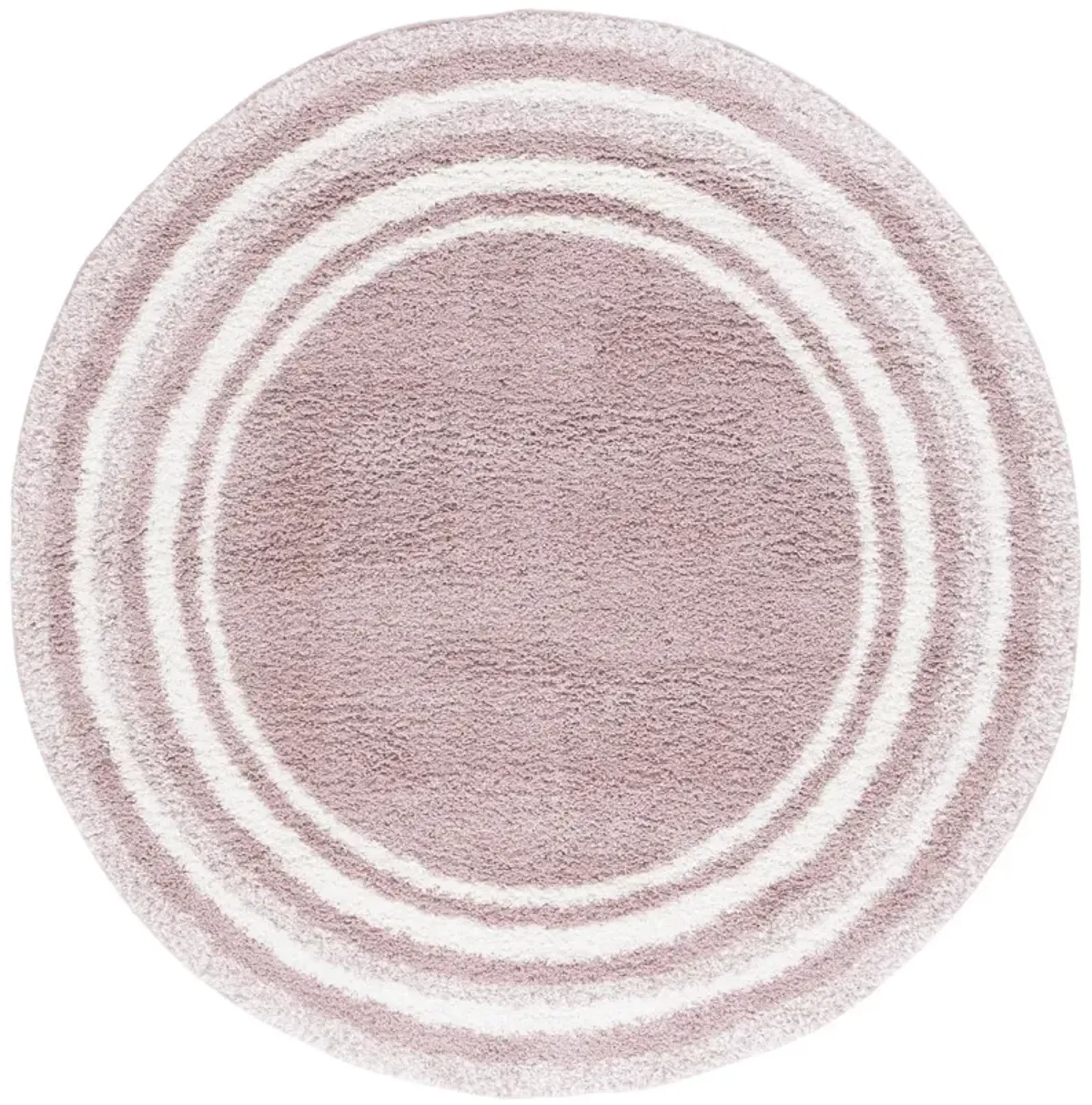 BORDER & STRIPE SHAG 251 Pink 6'-7' X 6'-7' Round Round Rug