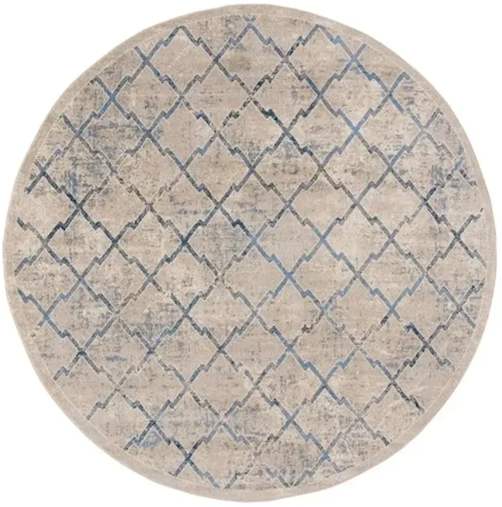 Brentwood 809 Light Grey / Blue 5' X 5' Round Round Powerloomed Rug