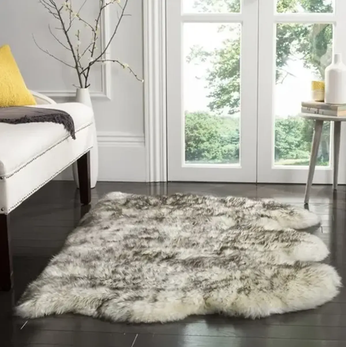 SHEEP SKIN 121 Grey  3' X 5' Small Rectangle Rug