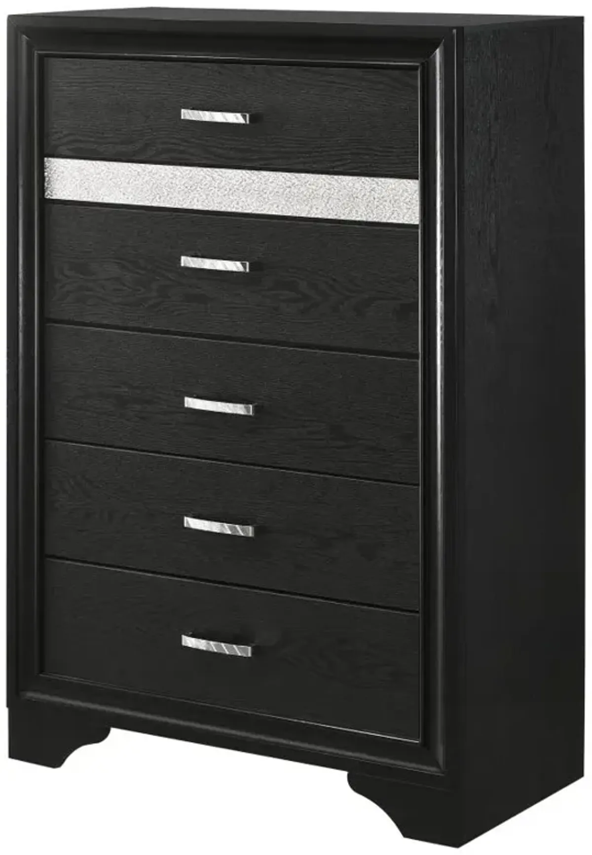 Miranda 5-drawer Chest Black and Rhinestone