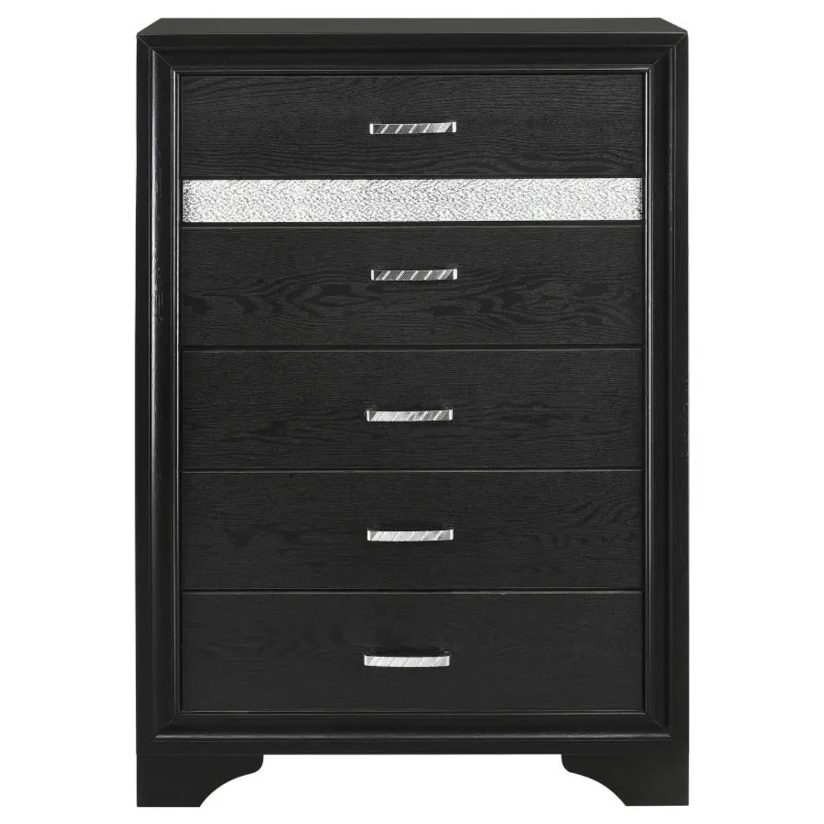 Miranda 5-drawer Chest Black and Rhinestone