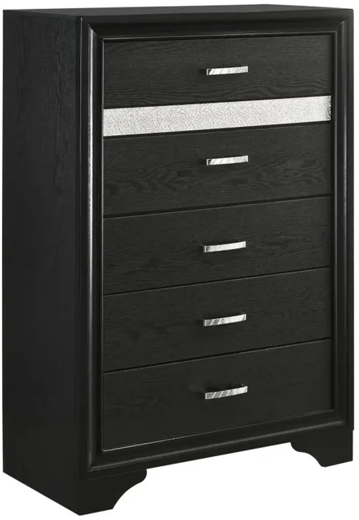 Miranda 5-drawer Chest Black and Rhinestone