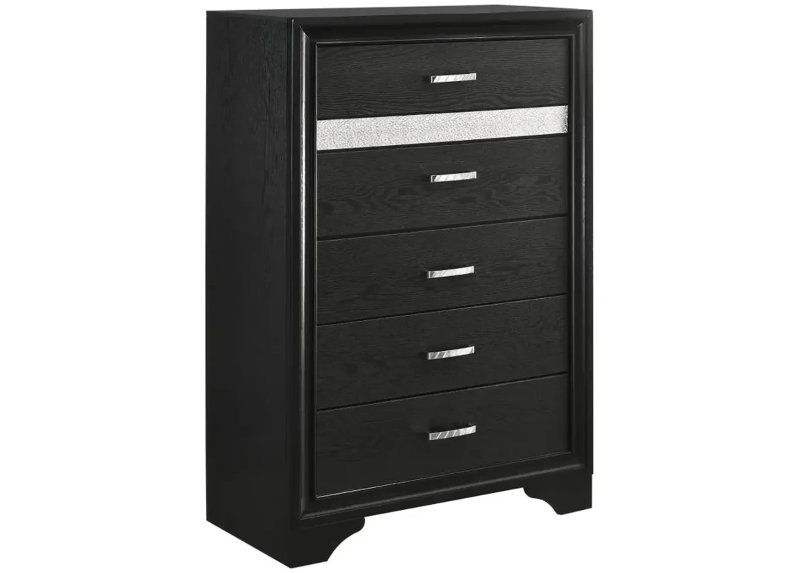 Miranda 5-drawer Chest Black and Rhinestone