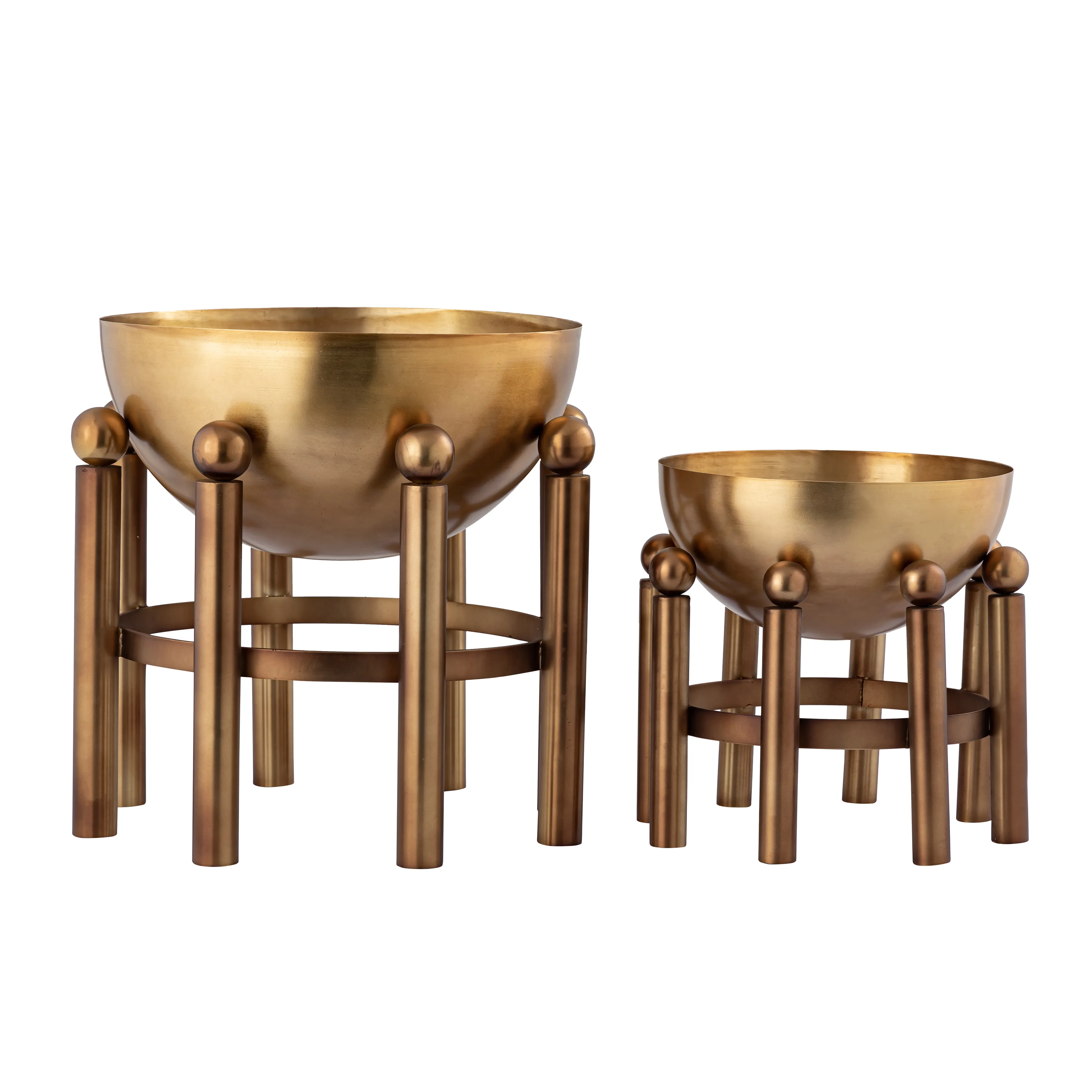 Piston Footed Planter - Large Aged Brass