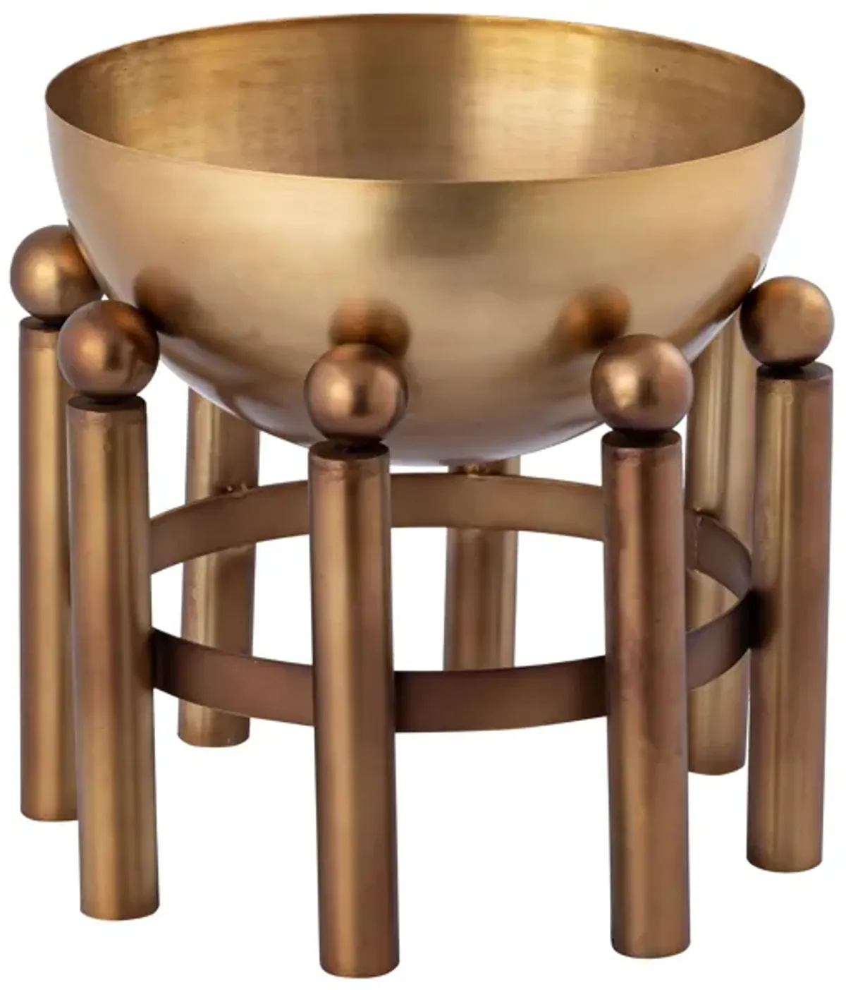 Piston Footed Planter - Large Aged Brass