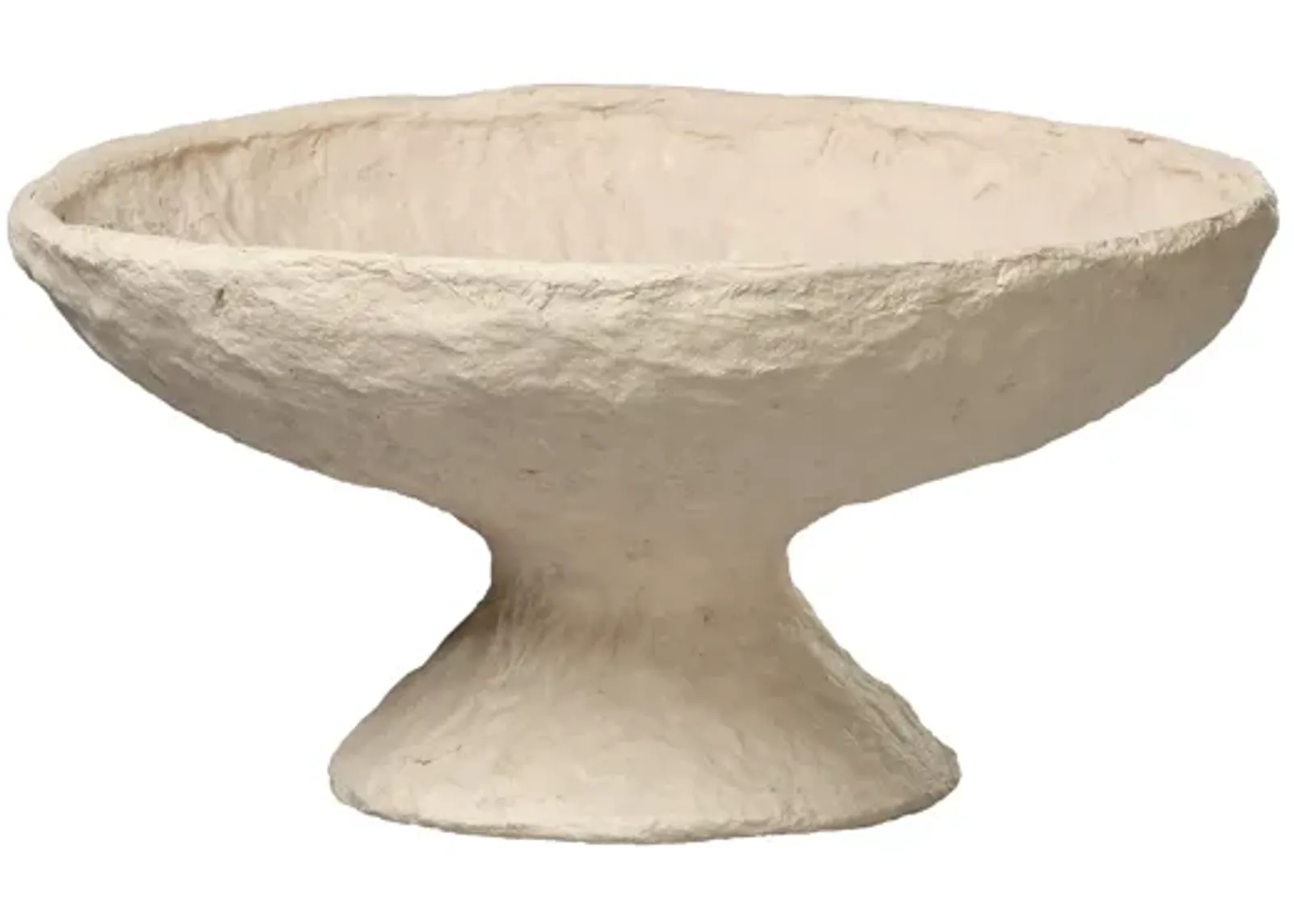 Garden Cotton Mache Pedestal Bowl, Cream