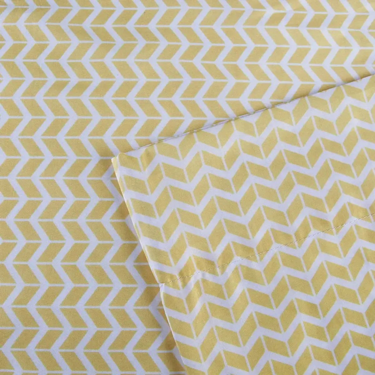 Intelligent Design Chevron Yellow Printed Microfiber Sheet Set