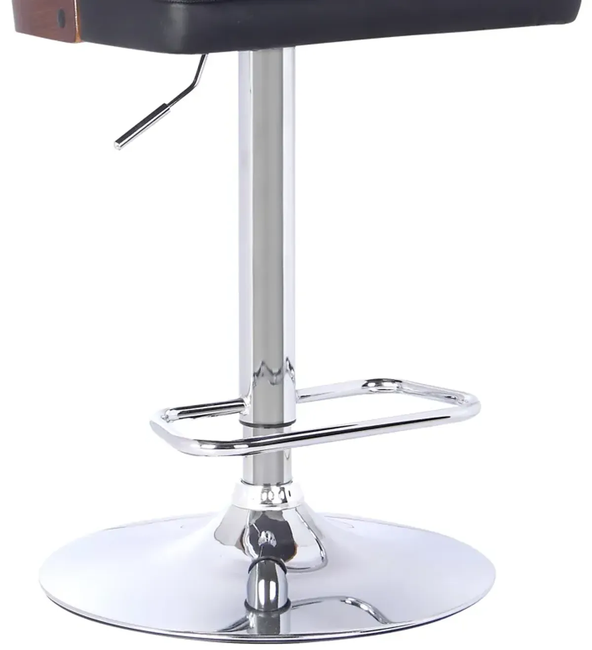 Storm Barstool in Chrome finish with Walnut wood and Black Faux Leather