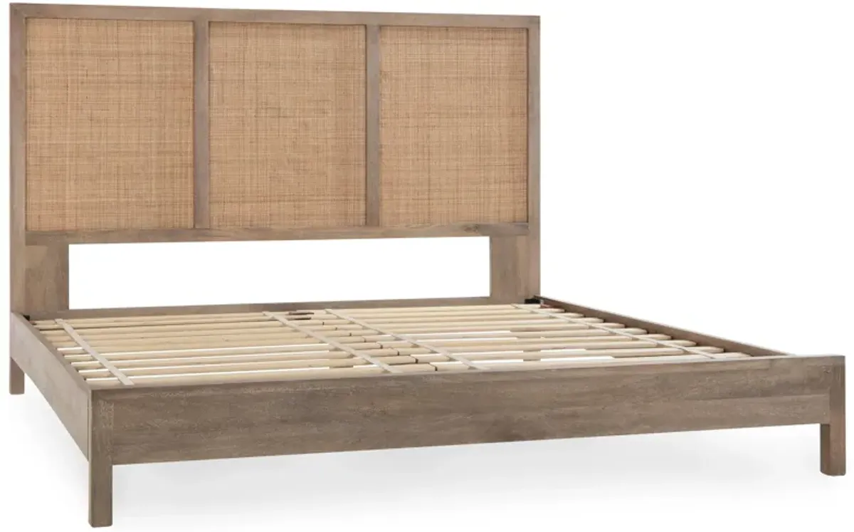 Jensen Mango Wood Eastern King Bed in Taupe