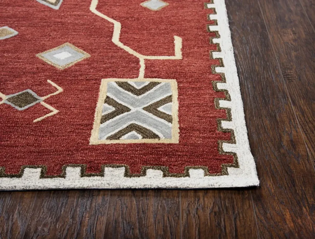 Mesa Red Southwest/Tribal Wool 5' x 8' Rectangle Rug