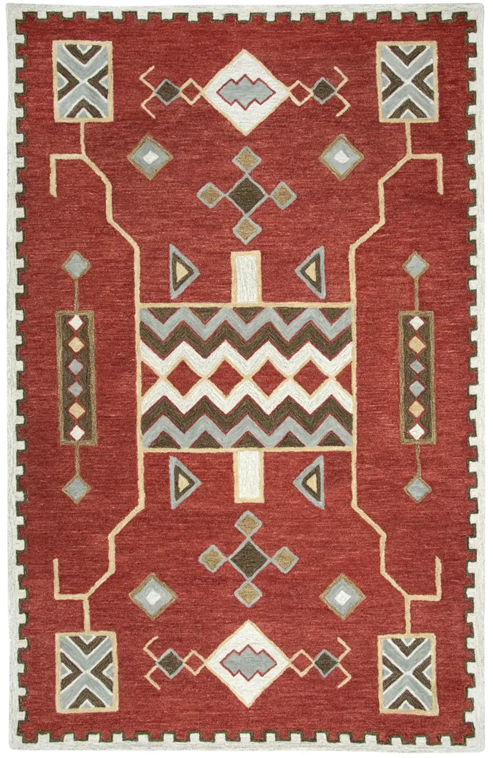 Mesa Red Southwest/Tribal Wool 5' x 8' Rectangle Rug