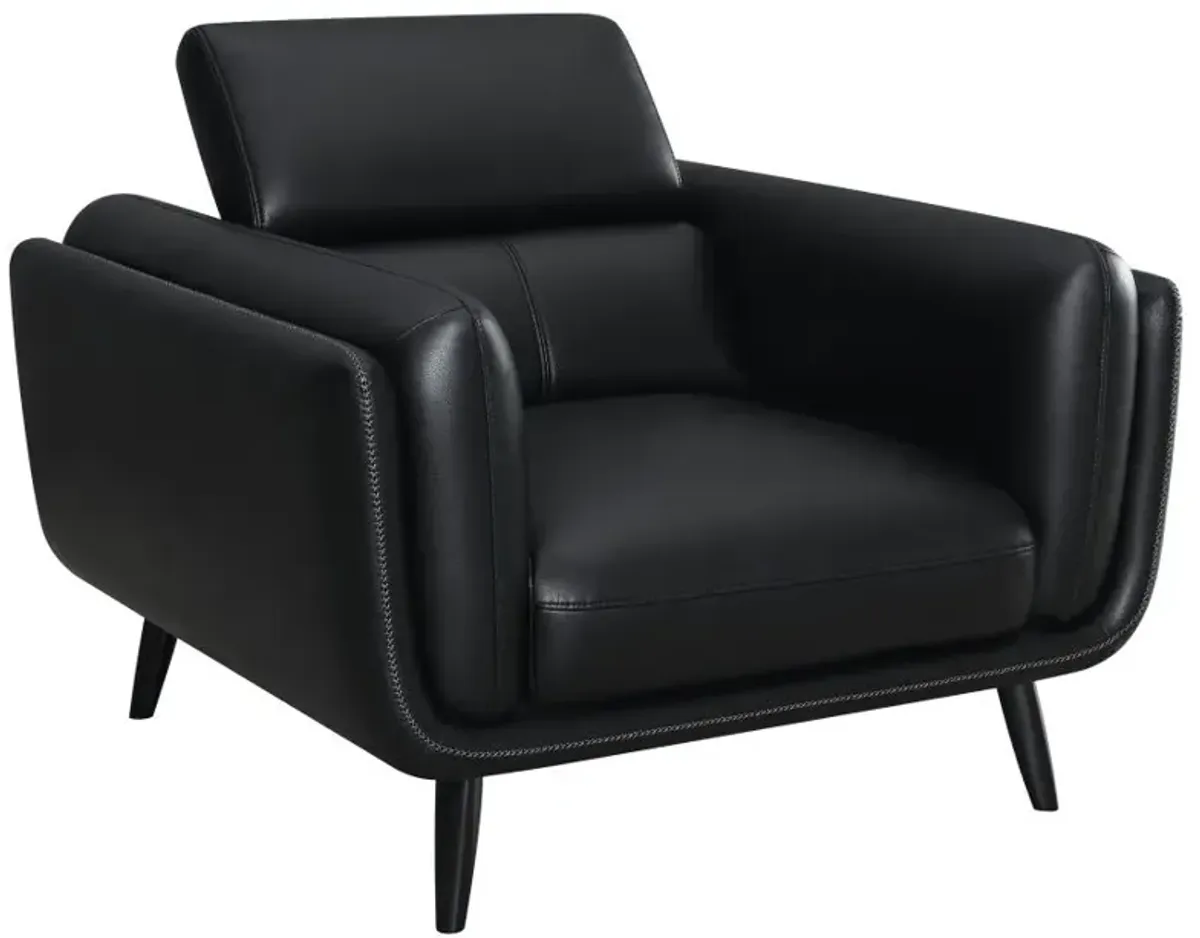 Shania Track Arms Chair with Tapered Legs Black