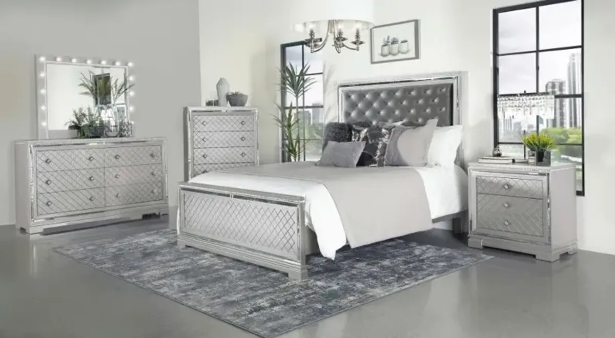 Eleanor Upholstered Tufted Bed Metallic