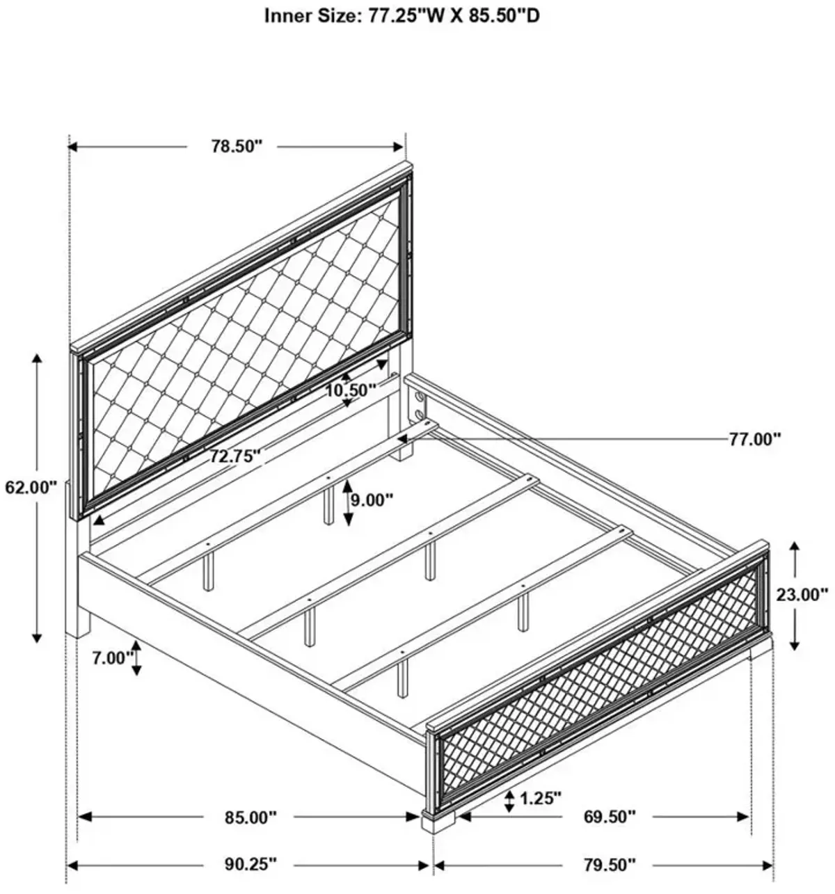 Eleanor Upholstered Tufted Bed Metallic