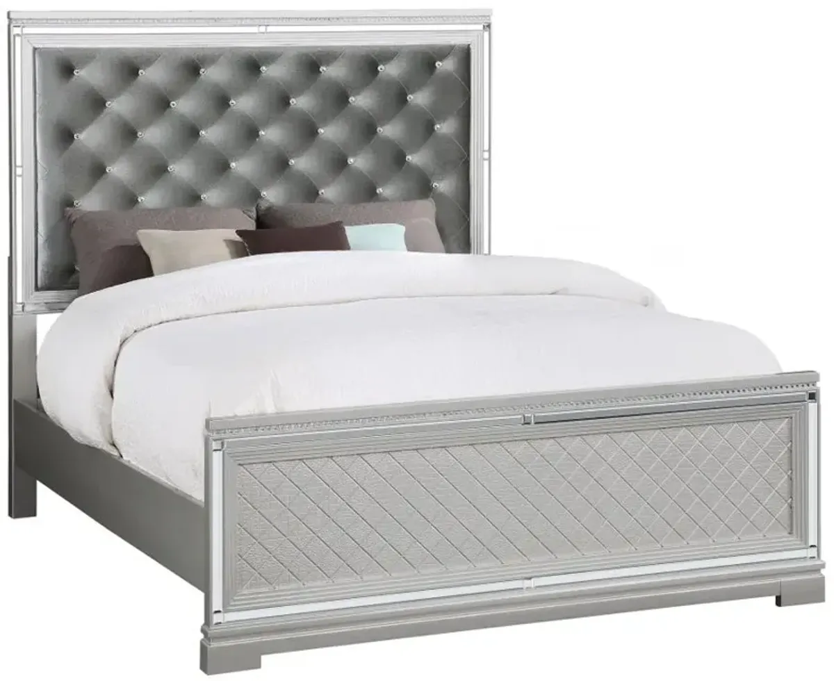 Eleanor Upholstered Tufted Bed Metallic