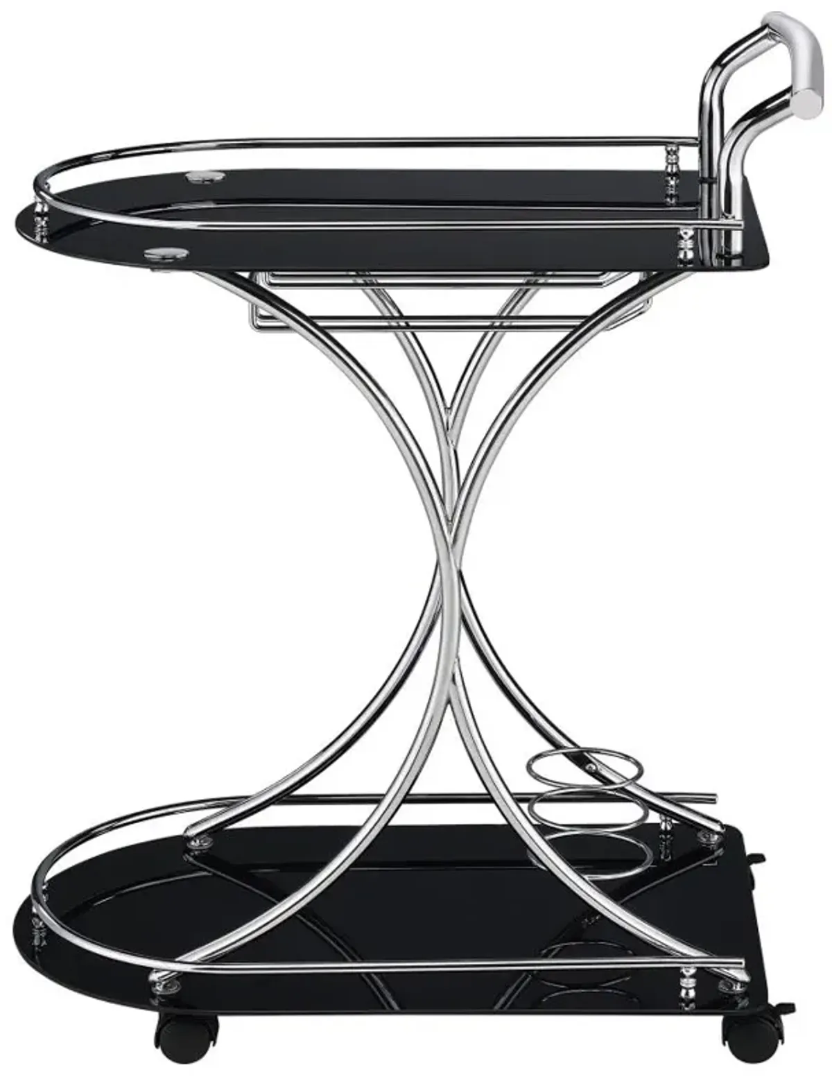 Elfman 2-shelve Serving Cart Chrome and Black