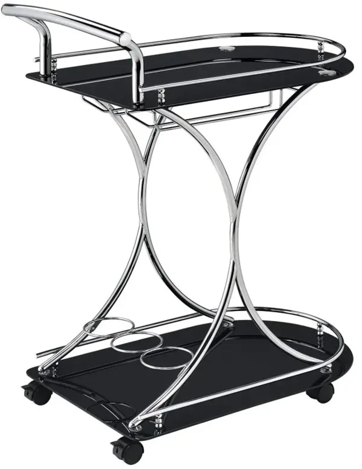 Elfman 2-shelve Serving Cart Chrome and Black