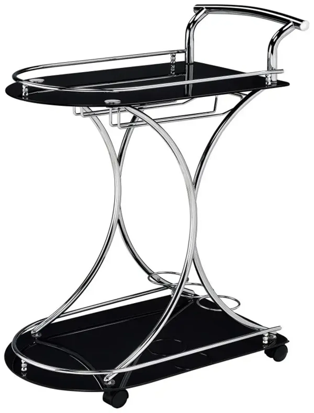 Elfman 2-shelve Serving Cart Chrome and Black