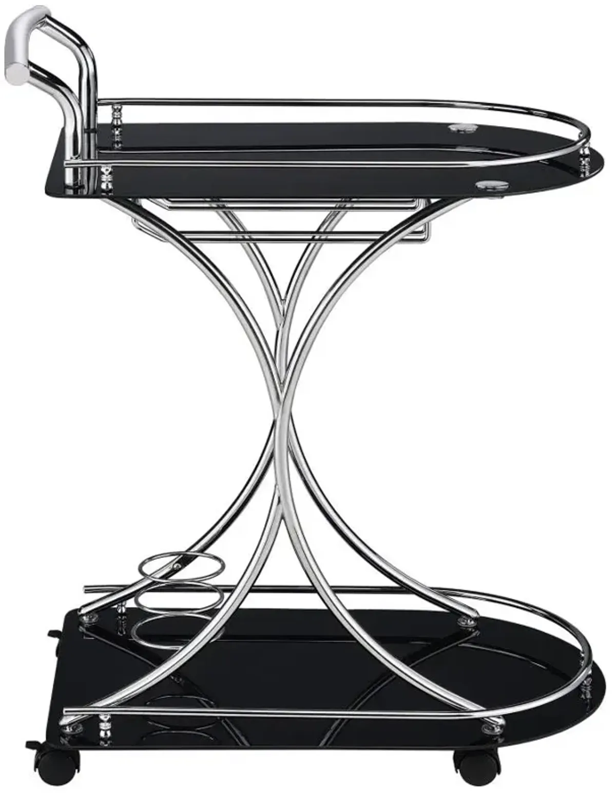 Elfman 2-shelve Serving Cart Chrome and Black