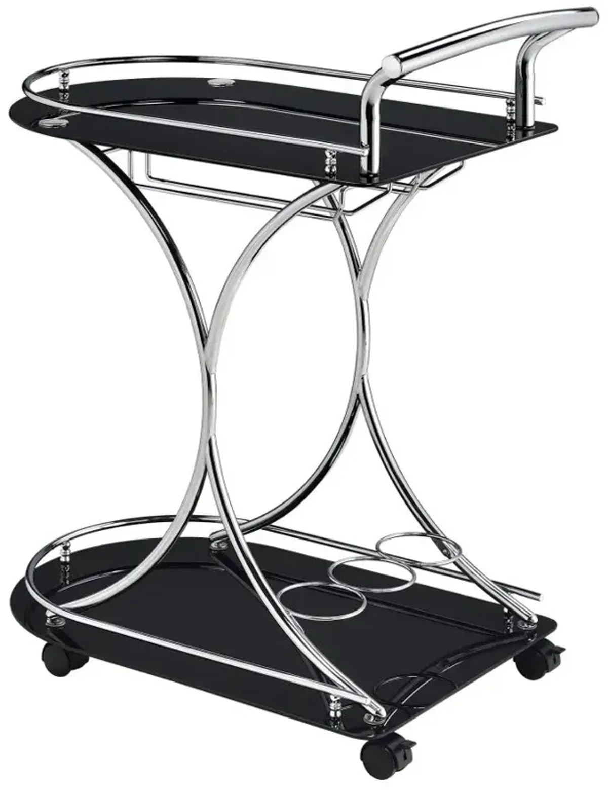 Elfman 2-shelve Serving Cart Chrome and Black