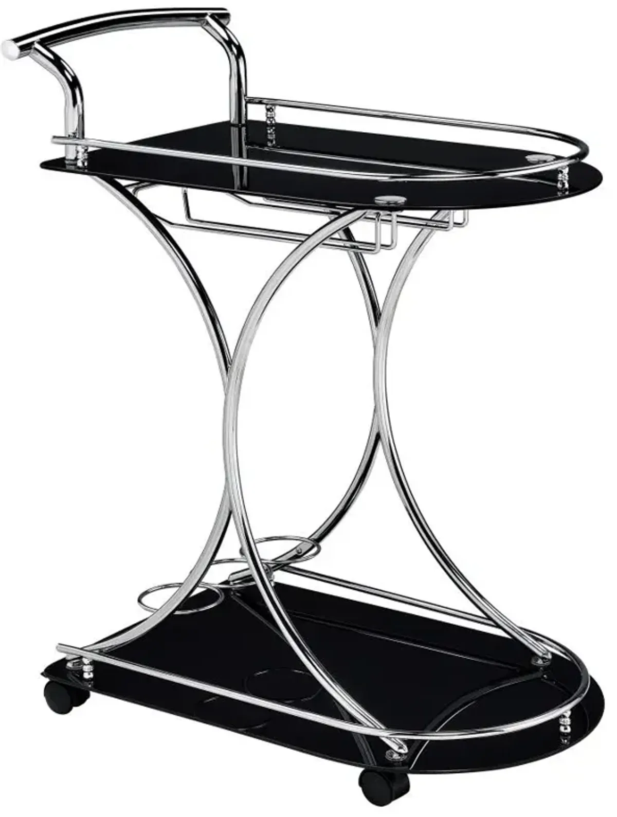 Elfman 2-shelve Serving Cart Chrome and Black