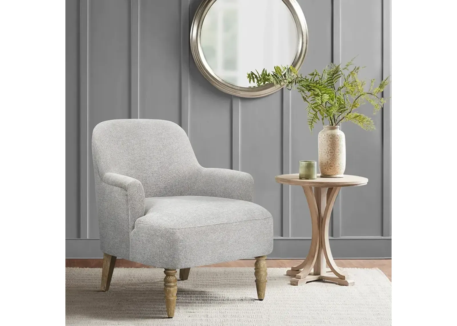 Martha Stewart Jada Light Grey Upholstered Accent Chair