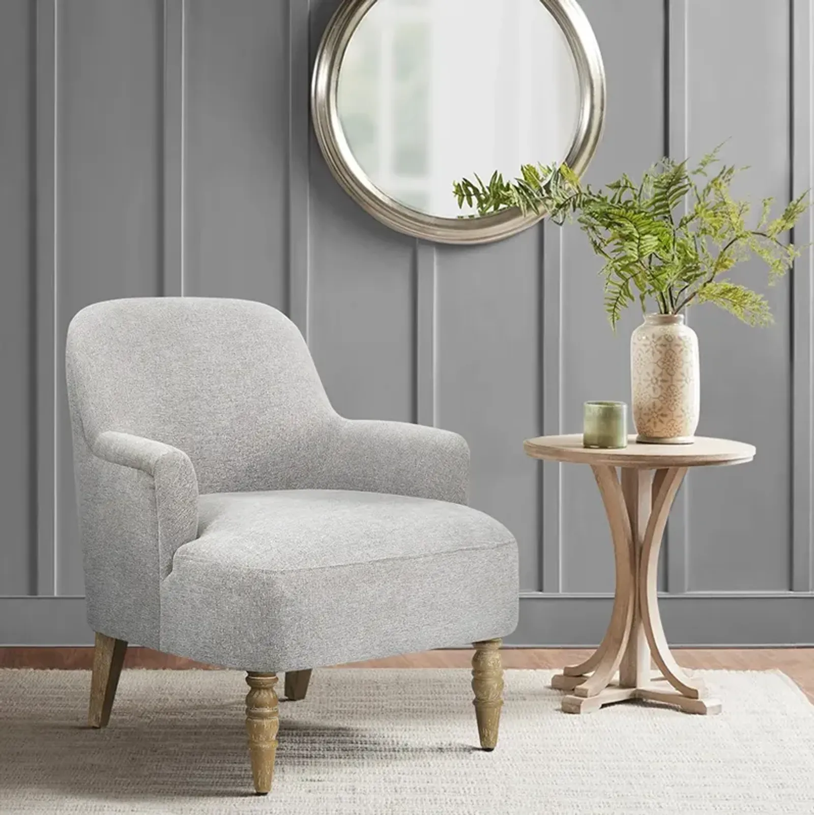 Martha Stewart Jada Light Grey Upholstered Accent Chair