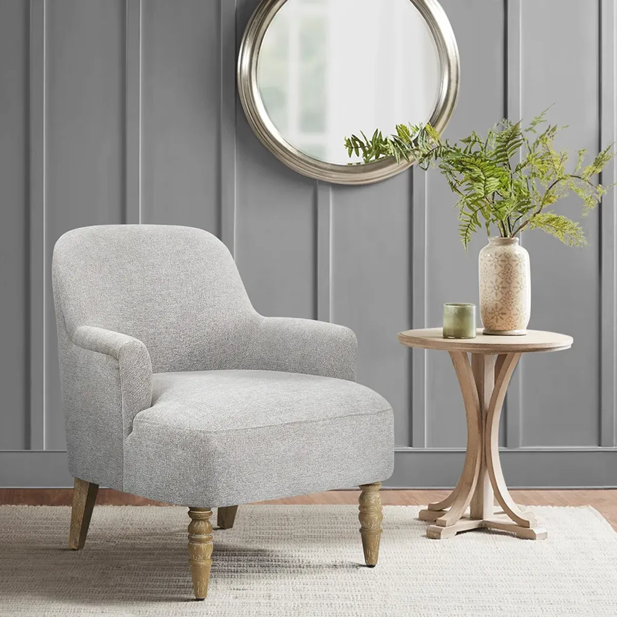 Martha Stewart Jada Light Grey Upholstered Accent Chair