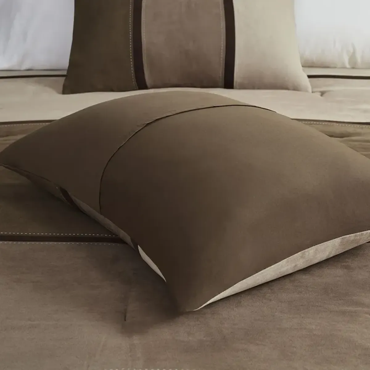 Madison Park Palisades Brown 7 Piece Faux Suede Comforter Set